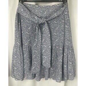 Scotch & Soda Waist Tie Blue Floral Flounced Mini Skirt Sz XL New W/O Tag
